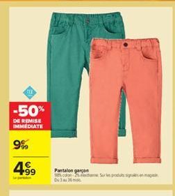 -50%  DE REMISE IMMEDIATE  9%  499  Pantalon garçon Presentation Spencer DINO