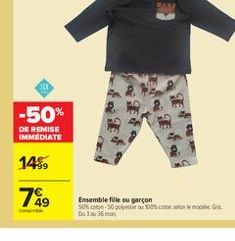 -50%  DE REMISE IMMEDIATE  145  49  Ensemble fille ou garçon Solo.com D36