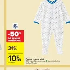-50%  de remise immediate  21.  1099  pyjama velours bebe conforto