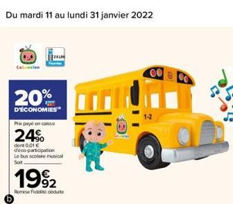 000  20%  D'ÉCONOMIES Pre payé en caso  1-2  24%.  dont 0.01 déco participation Le bus scolaire musical Solt  1992  Rose Redoute