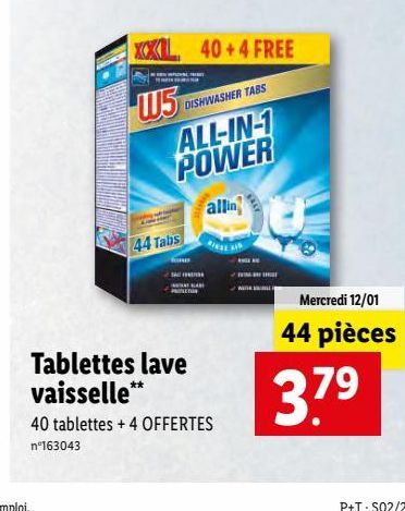 Tablettes lave-vaisselle offre à 3,79€