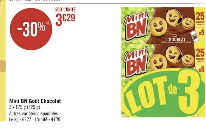 Minin BN Gout Chocolat offre à 3,29€