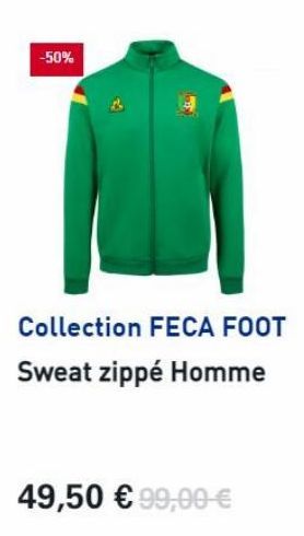-50%  Collection FECA FOOT Sweat zippé Homme  49,50  99,00 