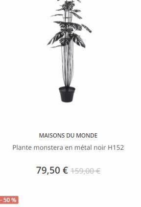 MAISONS DU MONDE Plante monstera en métal noir H152  79,50  159,00 
