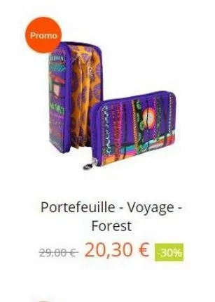 promo  portefeuille - voyage -  forest 29,00 20,30  30%