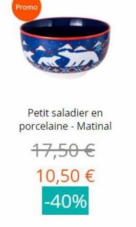 Promo  Petit saladier en porcelaine - Matinal  17,50  10,50  -40%