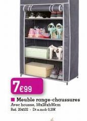 799  Meuble range-chaussures Avec housse, 58x28 xh90cm Ret 204532 . De.mob 0.30