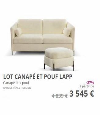 LOT CANAPÉ ET POUF LAPP Canapé lit + pouf GAIN DE PLACE DESIGN  4839 3 545 