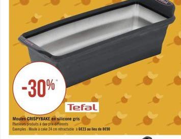 -30%  Tefal Moules CRISPYBAKE en silicone gris Plusieurs produits à des prix affrets Esemples: Moule a cake 24 cm retractaba a 6e23 as liru de 8090