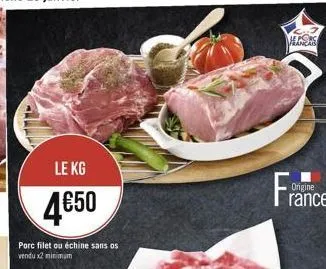 sa  le kg  4650  porc filet ou échine sans os vendud nimum