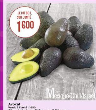 LE LOT DE 3. SOIT L'UNITÉ :  1600  Mexique/Chilisrael