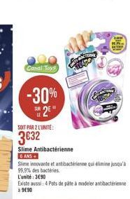 GATE  Canal Toys  -30%  ? 23"  SOIT PAR L'UNITE:  3632  Slime Antibactérienne BANS Sime innovante et antibacteriene qui dimine jusqu'à 99.9% des bacters L'unité : 3090 Existe aussi : 4 Pots de partea madele antibacterience à 9090