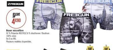 6690 4490  FREE GUN  Boxer microfibre 92% Polyester RECYCLE 8%dlasthane/Doublure 100% coton Du S au XXL Plusieurs modeles disponibles.  CAT