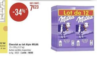 7823  -34%  Lot de 12 Milka Milka  NES