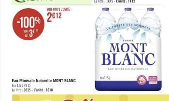 2012  -100%  3  USTE DES  LE  MONT BLANC  LAVINALE MATURELLE  6x1,5L  4  Eau Minérale Naturelle MONT BLANC 6x1.5.19 Le litre : 0835 - L'unité : 3818