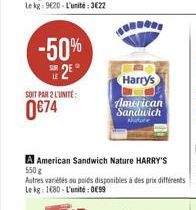 REHRANE  -50% 12  Harry's Tlmenican Sandwich  SOIT PAR 2 LUNTE:  0074