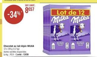 8057  -34%  Lot de 12 Milka Milka  Alat  All  190