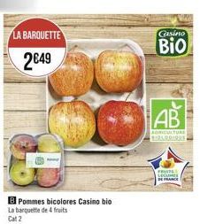 Casino  LA BARQUETTE  2649  Bio  IAB  RUTURE LABLOGI  FE  Pommes bicolores Casino bio La banquette de fruits Cat2