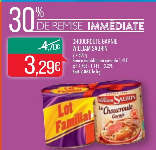 Choucroute garnie William Saurin offre à 3,29€