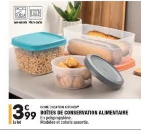 more  399  home creation kitchen boites de conservation alimentaire en polypropylene modeles et coloris assortis.  le lot