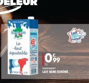 fairerance  lait  France  Le  lait équitable  0%,  FAIREFRANCE LAIT DEMI-ÉCREME