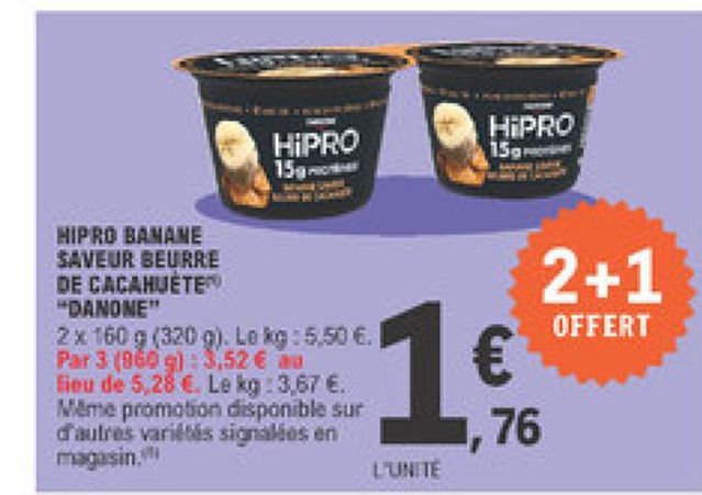 Hipro banane saveur baurre de cacahuete Danone