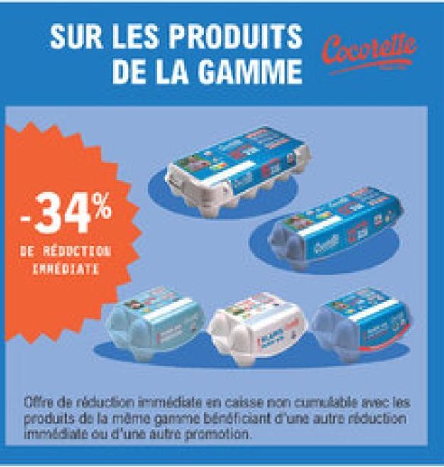 -34% de reduction immediate Sur les produits de la gamme Cocorette