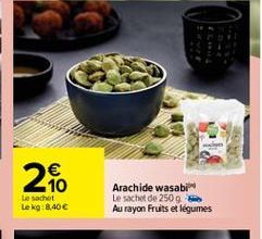 20  Le sachet Le kg: 8.40  Arachide wasabi Le sachet de 250 g Au rayon Fruits et légumes