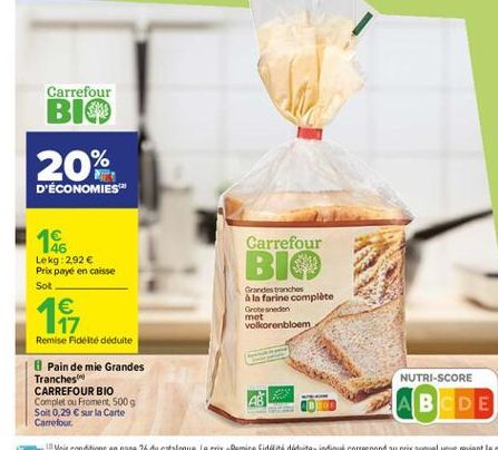 Carrefour  BIO 20%  D'ÉCONOMIES"  18  BIO  Sot  16