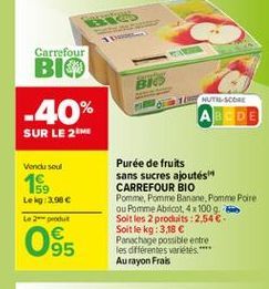Purée de fruits Carrefour offre à 