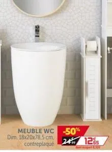 meuble wc -50% dim. 18x20x78,5 cm contreplaqué  24 128  an