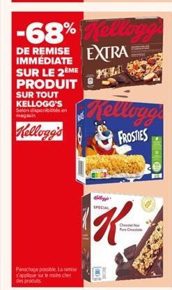 DE REMISE IMMÉDIATE SUR LE 2EME PRODUIT SUR TOUT KELLOGG'S  begeiranga  Selon disponibilités en magasin  Kellogg's  FROSTIES  SPECIAL  Dia  Panachage possible. Lorem s'applique sur le moins cher des produits