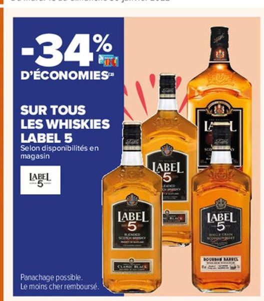 -34% d´economies sur tous les whiskies label 5
