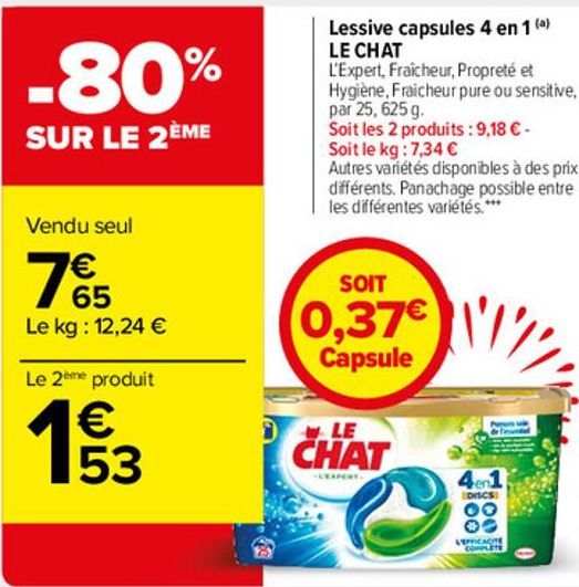 lessive capsules 4 en 1 Le chat