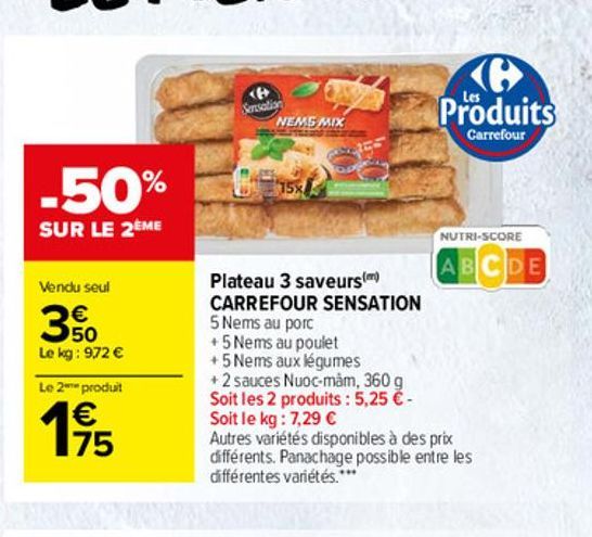 plateau 3 saveurs CARREFOUR SENSATION