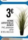 3  herbe artificielle  bunch pvc plastique  fer 45x66,5 cm