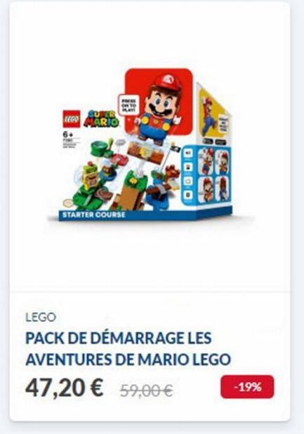 ??  ce  ter MARIO  6.  STARTER COURSE  LEGO PACK DE DÉMARRAGE LES AVENTURES DE MARIO LEGO 47,20  59,00  -19%