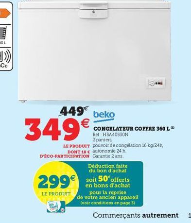 congélateur coffre Beko