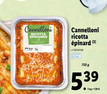Cannelloni ricotta épinards
