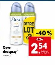 Com  come  Dove  OFFRE LOT  -40% X  4.24  Dove deospray"  254  11.2006  HOTS