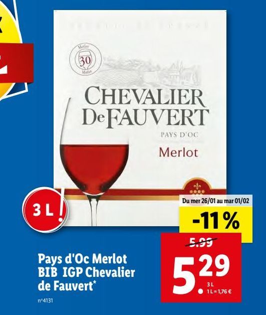 Pays d´Oc Merlot BIB IGP Chevalier de Fauvert