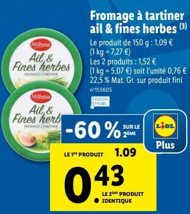 fromage a tartiner ail & fines herbes
