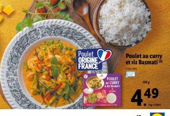 Poulet au curry  Poulet ORIGINE FRANCE  et riz Basmati  POULET AU CURRY LESNA  750  449