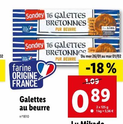 Galettes au beurre offre à 0,89€