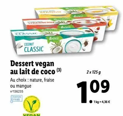 desserts vegan au lait de cococ