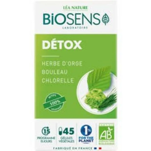 biosens gélule végétale détox - herbe d'orge bouleau chlorelle - bio