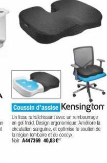 Coussin d'assise Kensington Un tissu rafraichissant avec un rembourrage en gel froid. Design ergonomique, Améliore la circulation sanguine, et optimise le soutien de la région lombaire  et du coccyx Noir A447369 40,83 