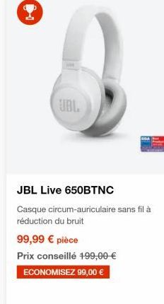 DI  URL  JBL Live 650BTNC Casque circum-auriculaire sans fil à réduction du bruit 99,99  pièce Prix conseillé 199,00   ECONOMISEZ 99,00 