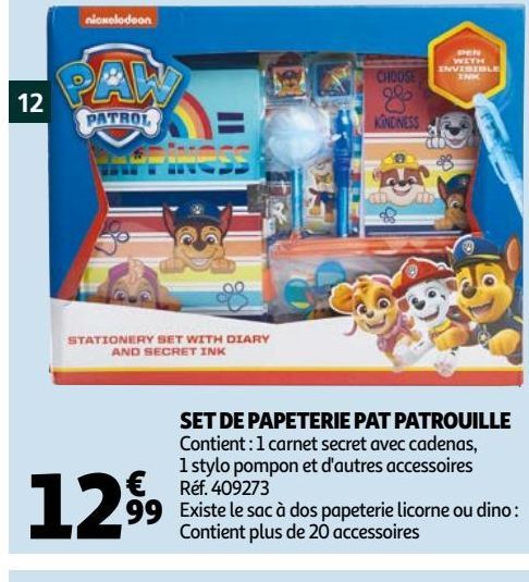 SET DE PAPETERIE PAT PATROUILLE  offre à 12,99€