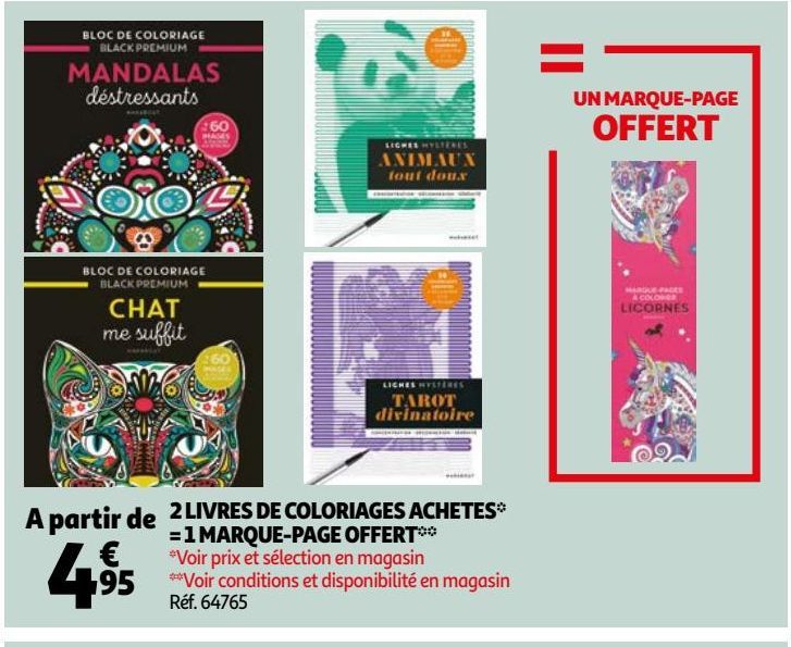 2 LIVRES DE COLORIAGES ACHETES = 1 MARQUE-PAGE OFFERT